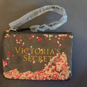 Victoria's Secret Black and Red Sequin Cosmetic Bag